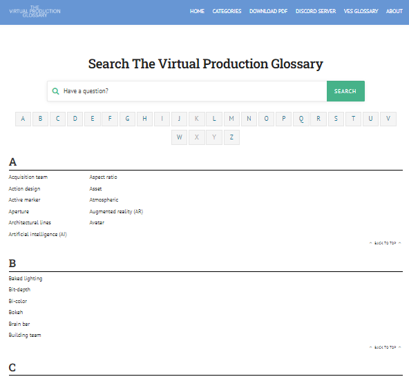The Virtual Production Glossary